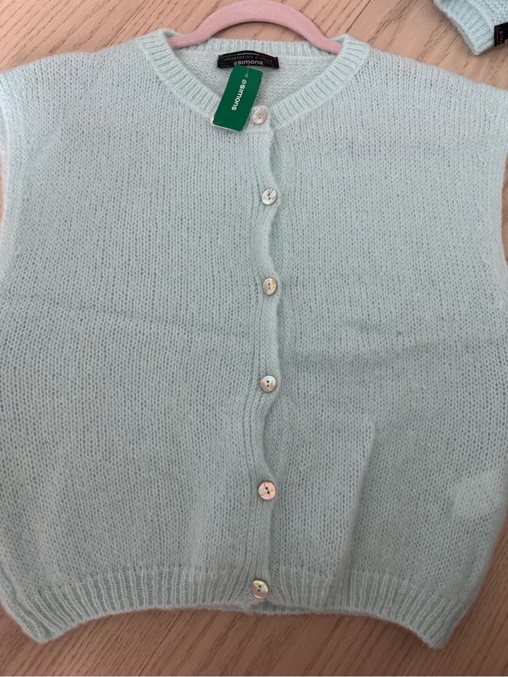 Simons Mint Green Button-Up Knit Cardigan